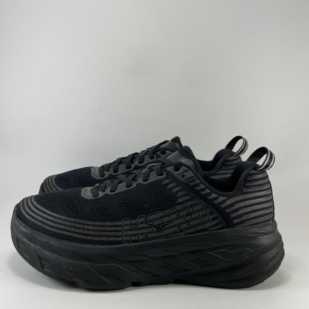 Hoka One One Bondi 6 Womens Size 8.5 B Triple Black BBLC Running Shoes - Picture 3 of 11